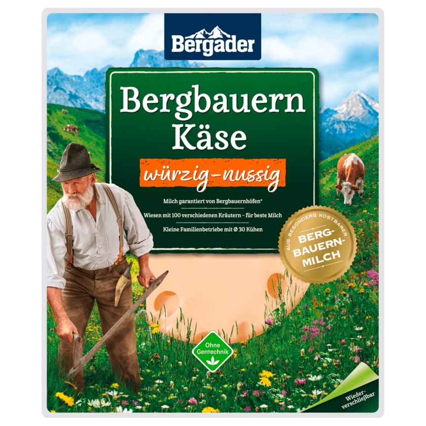 Bergader Bergbauern Käse Scheiben würzig-nussig 150g